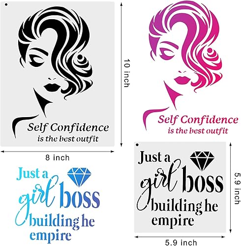 Miniatura 2 de 16 plantillas temáticas para mujer, diseño floral de cara femenina y cita inspiradora para el hogar, decoración de pared, pintura sobre papel de