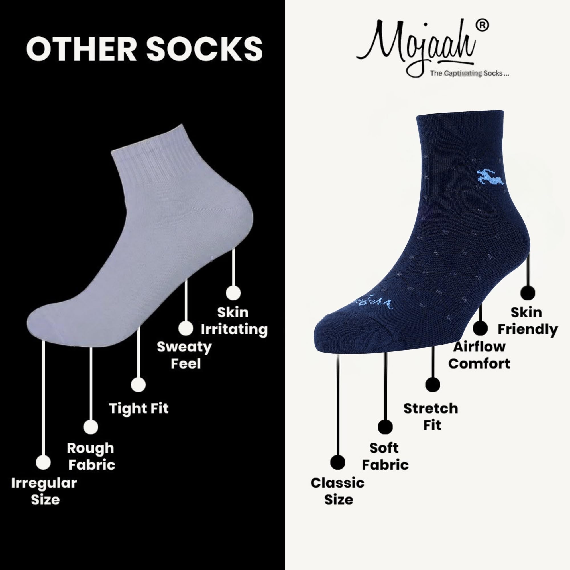 Mojaah Essentials Men’s Cotton Elegant Formal Socks (Pack of 5, Multicolor) | Moisture Wicking, Sweat Absorbent, Ultra Soft & Breathable | For Casual & Formal Wear 2