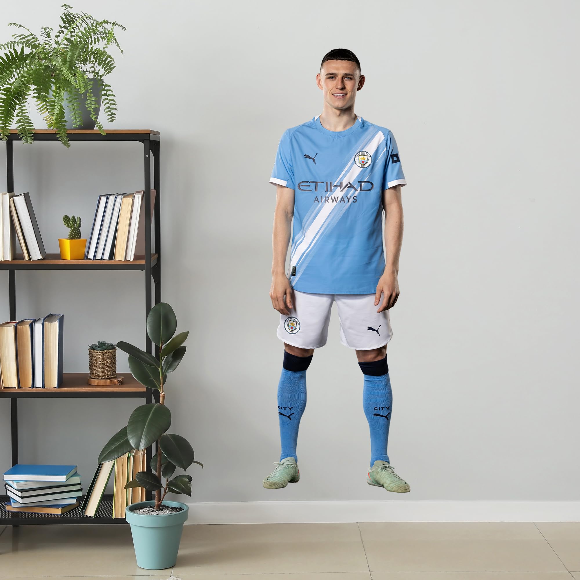 Themed Blue Official Manchester City Wall Sticker - Phil Foden 25/26 Player Wall Decal (120Cm Height)