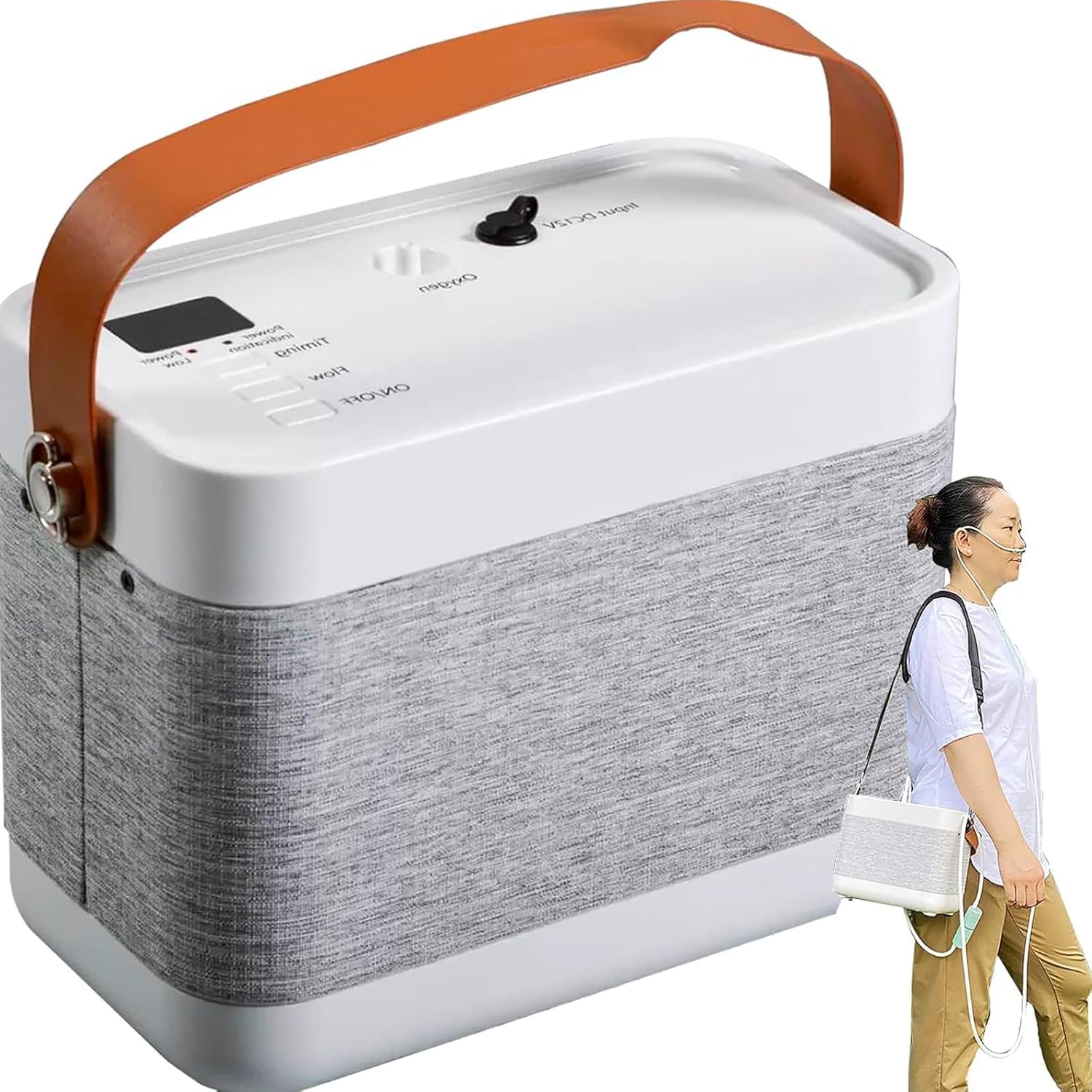 Generatore di ossigeno portatile, macchina per ossigeno, concentratore di ossigeno regolabile da 1 -3 l/min con borsa, regolazione del tempo accumulato per uso domestico e in viaggio Purificatore