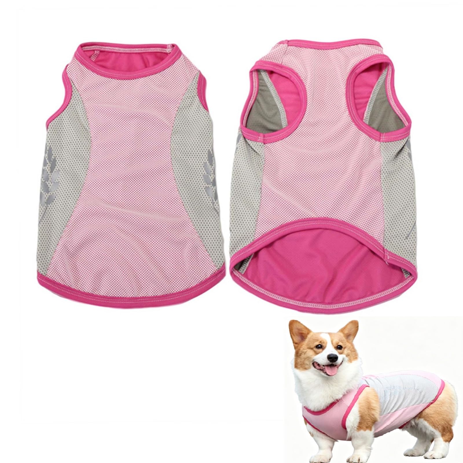Dog Cooling Vest Lightweight Breathable Mesh Summer Stretch Pet Jacket Dog Cooling Coat with Reflective Strip for Small Medium Large Dogs Outdoor Walking, Hiking & Camping