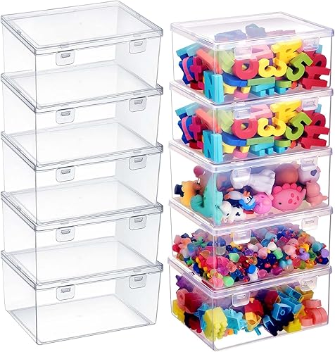 10 unidades de plástico transparente de 7.09 x 5.2 x 3.43 pulgadas, caja organizadora de almacenamiento de juegos y juegos, contenedores apilables