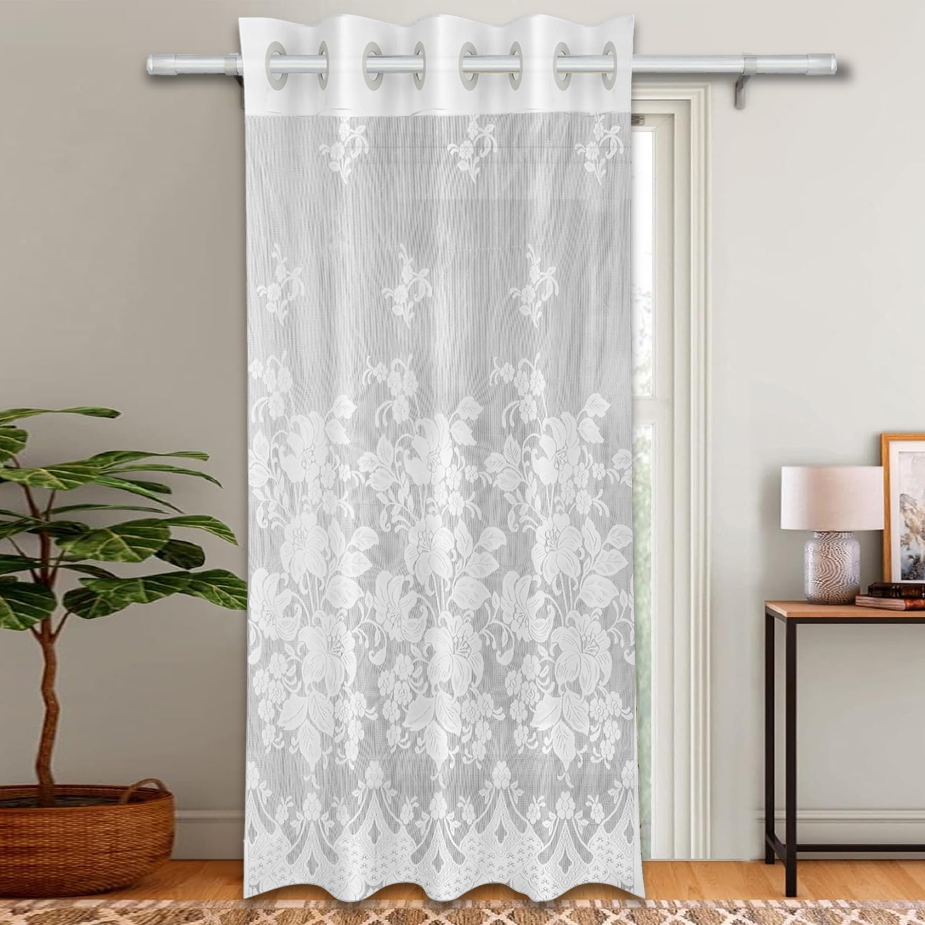 Kuber Industries Door Curtain|Darkening Door Curtains|Premium Drapes for Bedroom|Sheer Curtain with 8 Rings|Parda for Living Room|Net Frill Door Curtain|7 Ft|SY27|White (B0CPFKRG6H) Amazon Price History, Amazon Price Tracker