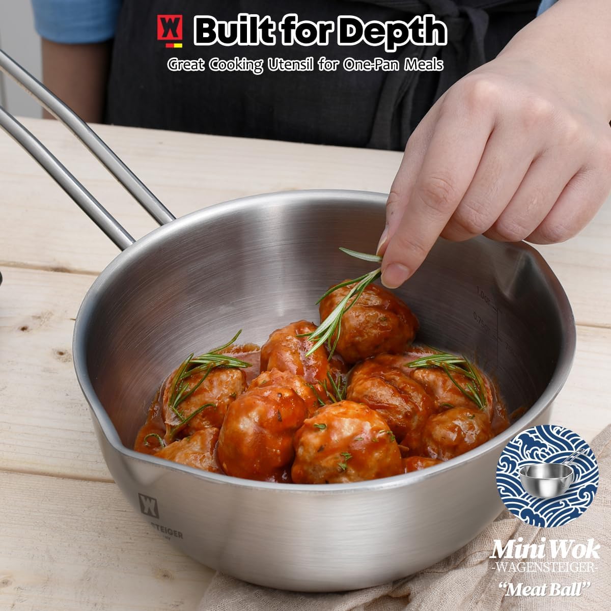 WAGENSTEIGER Mini Wok - Stainless Steel for Camping & Cooking -5 WAGENSTEIGER Mini Wok - Stainless Steel for Camping & Cooking -5