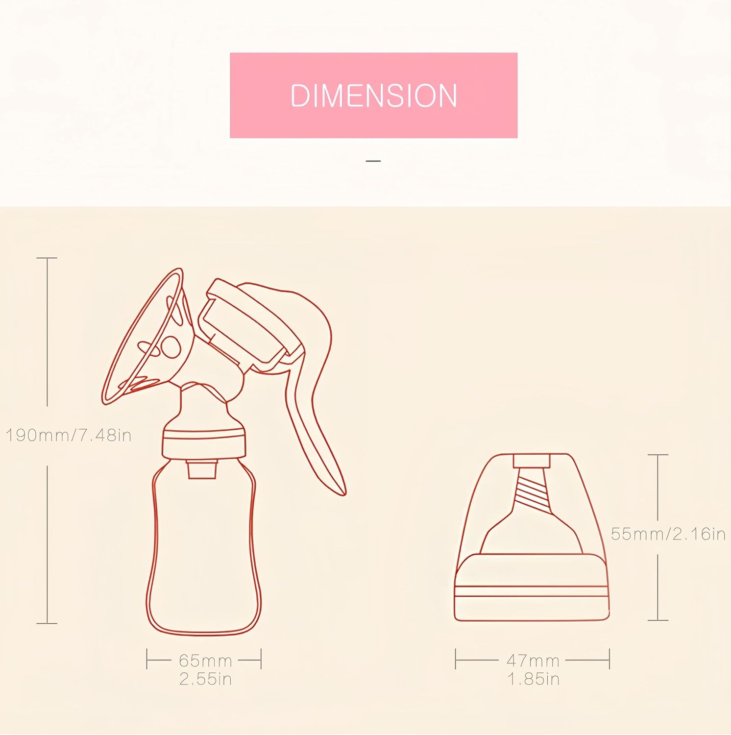 Manual Breast Pump with Non-Slip Design, Microwave Safe Milk Collection Bottle, Heat Resistant