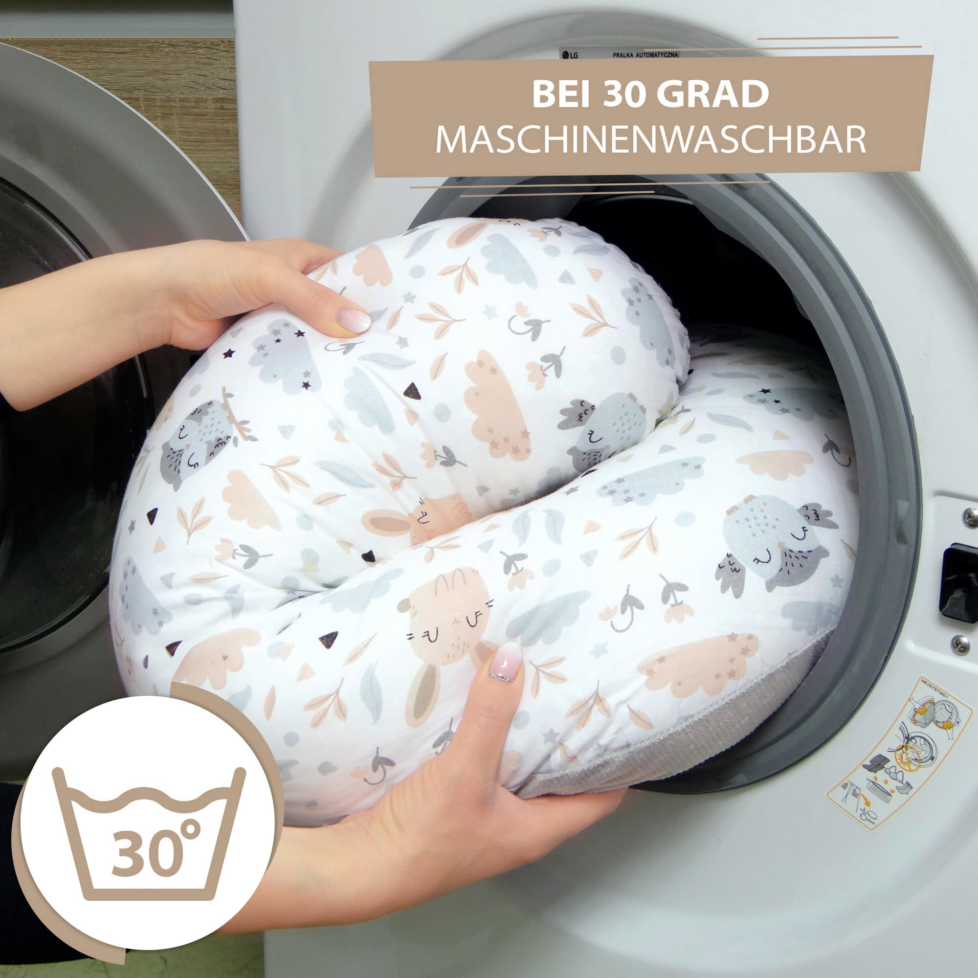 Totsy Baby Piccolo cuscino per allattamento Velluto Basic 130 cm - Cuscino per allattamento compatto piccolo cuscino per allattamento Nursing Breastfeeding Pillow per viaggiare Sonno Gufi Grigi