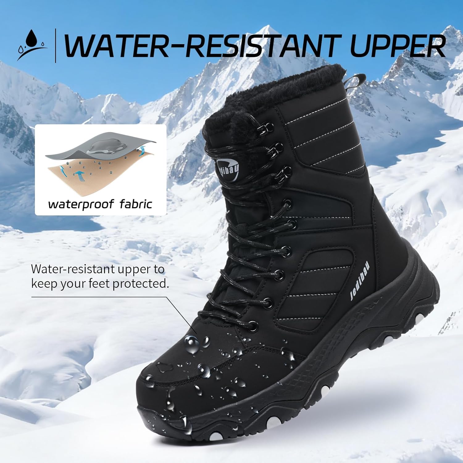 Snow Boots for Women Waterproof Mid-Calf Booties Winter Hiking Boot Durable Warm Fur Lined Boot Non-Slip Warm Climbing Shoes Walking, Cold Weather