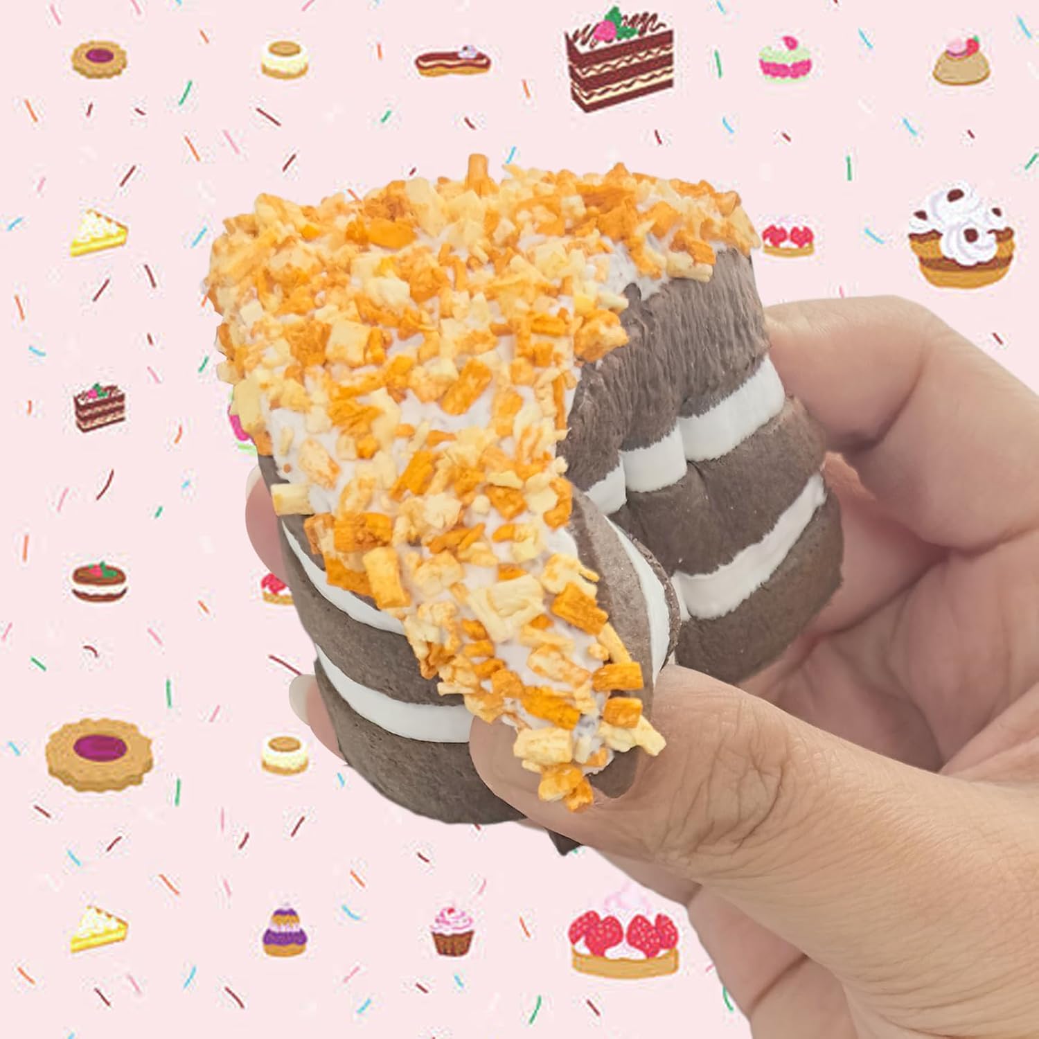 Chocolate Cream Triangle Cake Squishies Toy for Kids Birthday Gift,Cute Stress Relief Simulation Slow Rising Bread Squishi Squeeze Toys(Random Color)