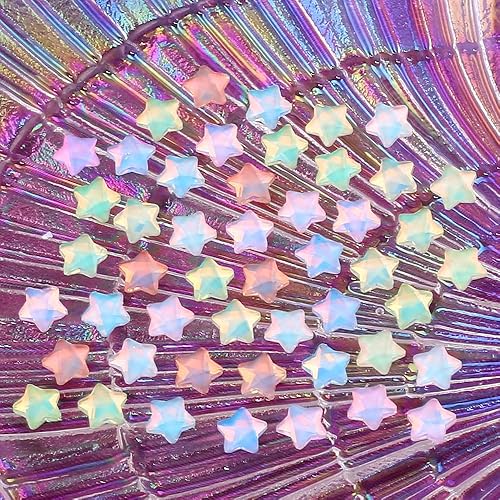 Miniatura 2 de 50 dijes de uñas Kawaii de estrella moca de 0.236 pulgadas para uñas, mini estrellas 3D, diamantes de imitación de uñas con parte trasera plana para