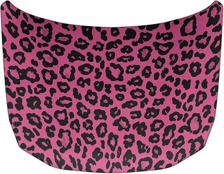 Pink Leopard Print Car Hood Cover Stretch Polyester Fabric Covers Hood Cover Protector Easy Installation Removable Automotive Accessories Car Decoration Gifits