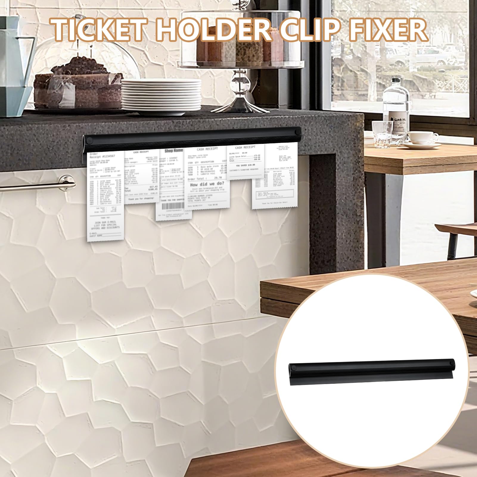 Porte-Bon Commande Restaurant 30 Cm Aluminium Auto-Adhésif – Support Tickets Factures Cuisine Bar Café