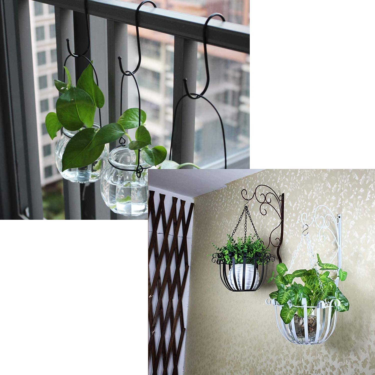 Ganci a forma di S, confezione da 24 ganci neri a forma di S, in metallo pesante, adatti per cucina, bagno, ufficio, giardino o attività all'aperto