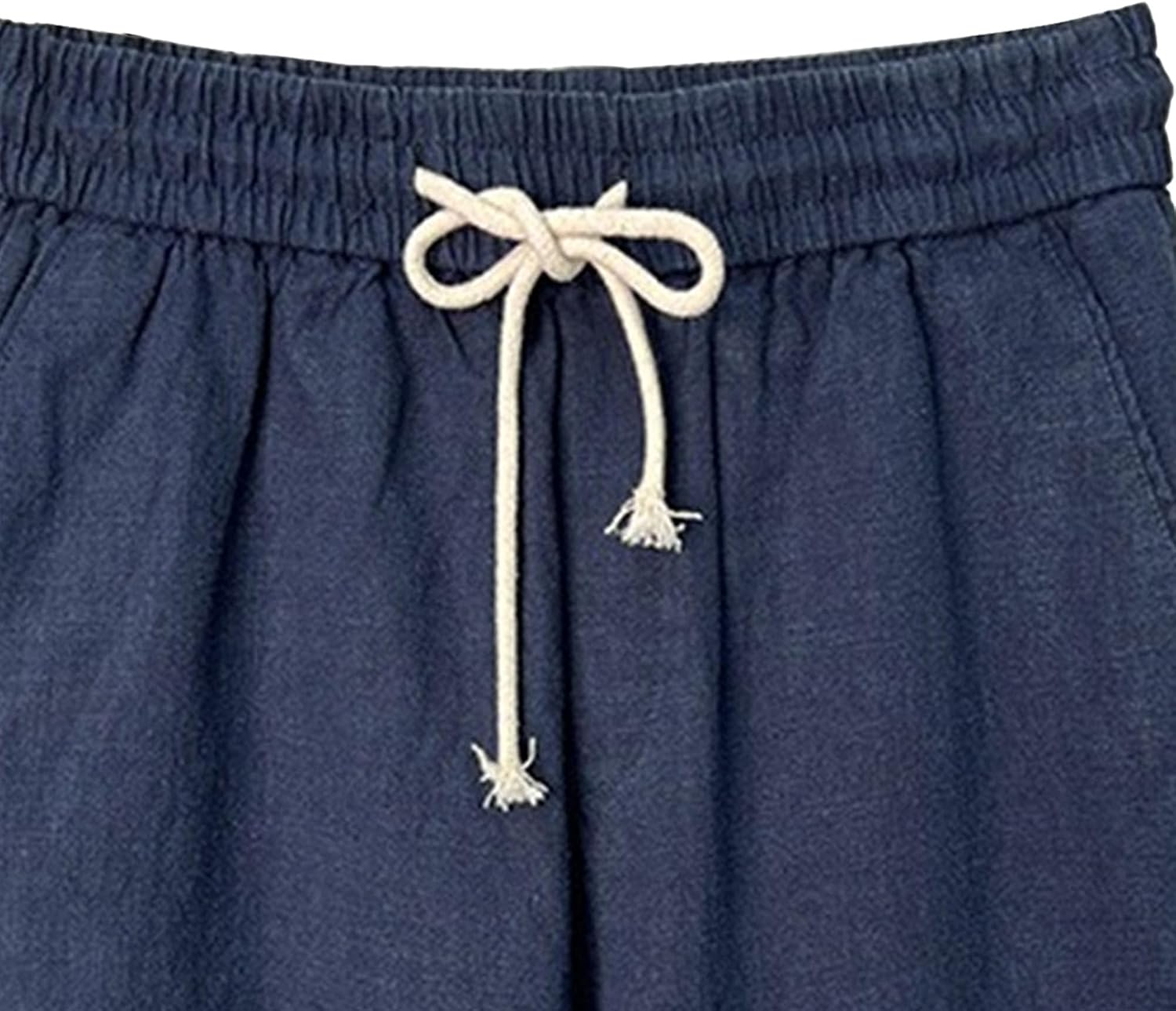 Maiyifu-GJ Mens Linen Cotton Shorts Summer Casual Lightweight Beach Shorts Elastic Waist Drawstring Dress Short Pants for Men