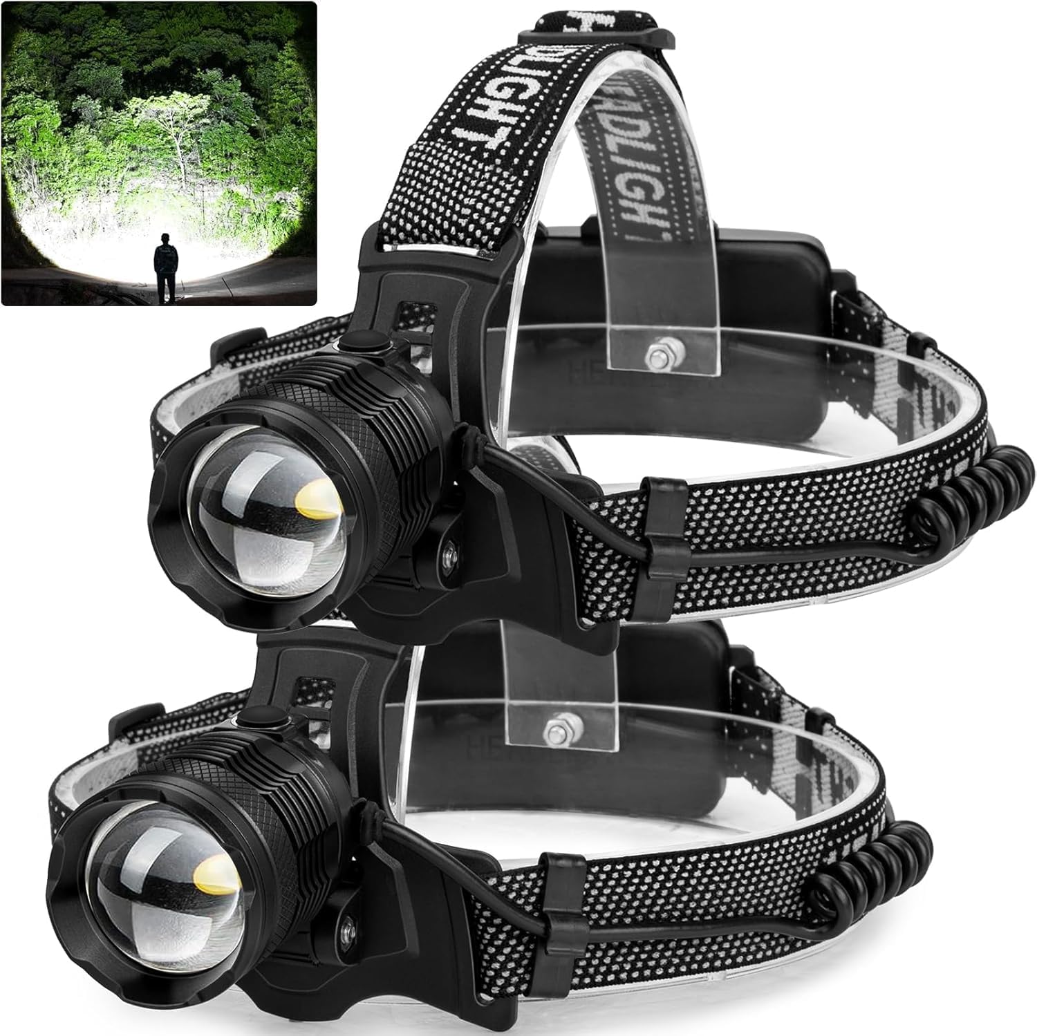 Vinderfine Headlamp Rechargeable 2 Pack, Bright LED Headlamp for Adults, 135° Adjustable, 3 Modes, IPX6 Waterproof Head Lamp for Outdoor Camping