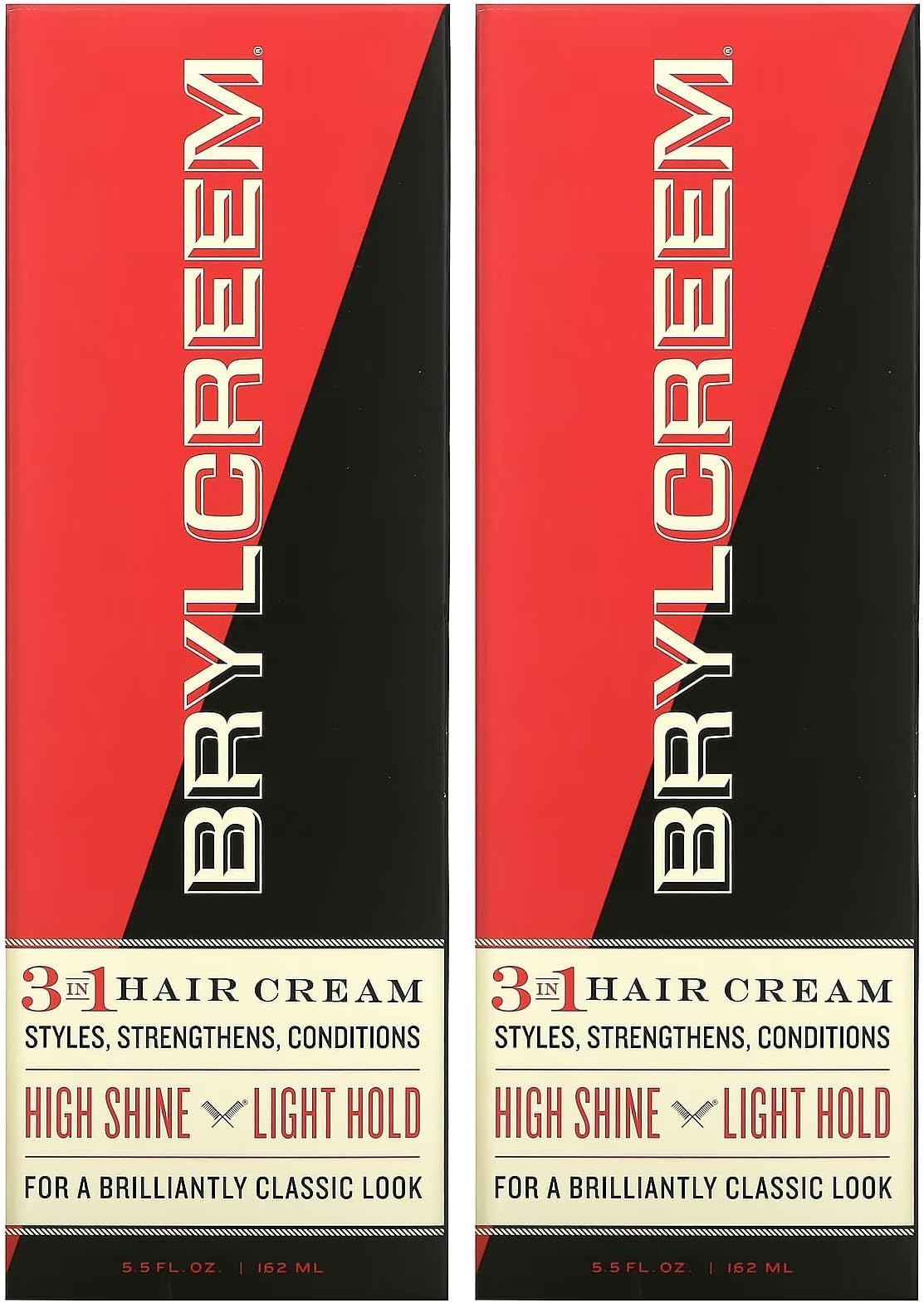 3-in-1 Original High Shine Men's Hair Cream for Styling, Strengthening, and Conditioning, Alcohol-Free, 5.5 Ounce (Pack of 2)