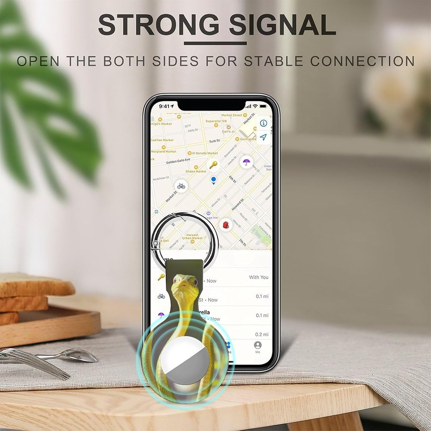 Three Green Snakes Funny Cover Compatible with AirTag Case Protector GPS Tracker Holder with Keychain