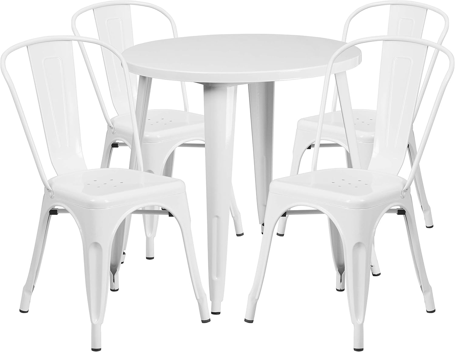 Flash Furniture Dalton Commercial Grade 30" Round Blue Metal Indoor-Outdoor Table Set with 4 Cafe Chairs
