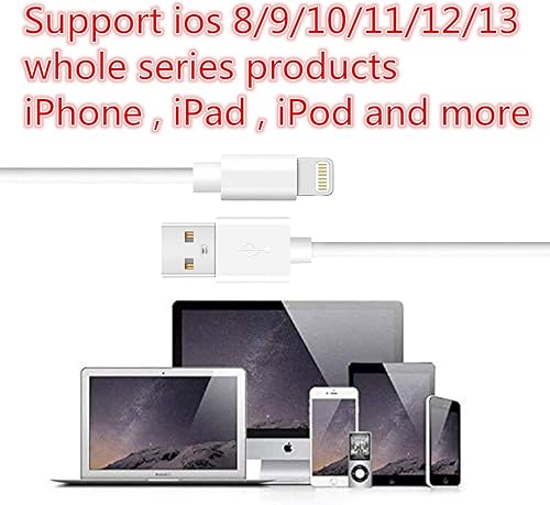 Miniatura 6 de sharllen Paquete de 5 cables de carga rápida USB de 6 pies compatibles con iPhone 14/13/12/11/XS/Max/XR/X/8/8Plus/7/7P/6S/iPad/iOS, color blanco