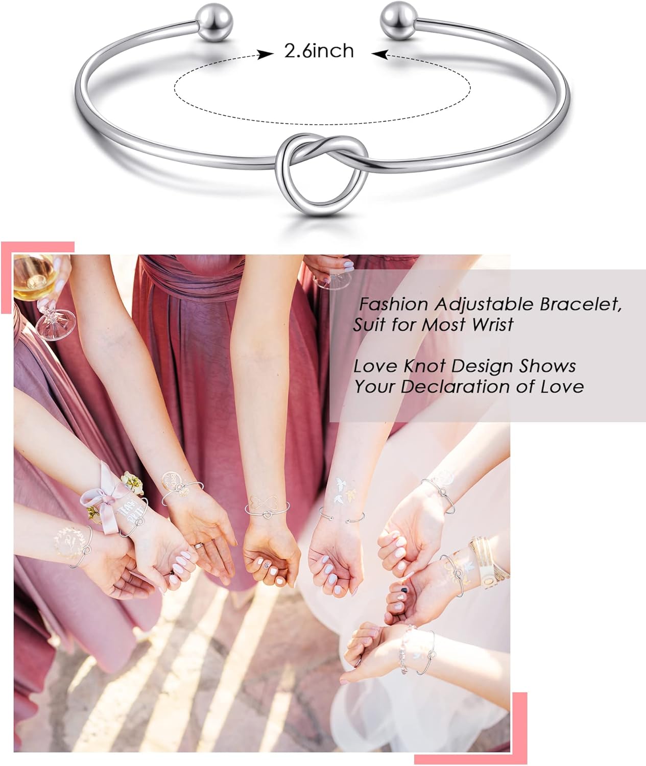 Fumete 6 Sets Wedding Bridesmaid Jewelry Set Gift for Women Silver Rhinestone Drops Necklace Earrings Bracelet for Bridesmaid Bridal Party - Image 4