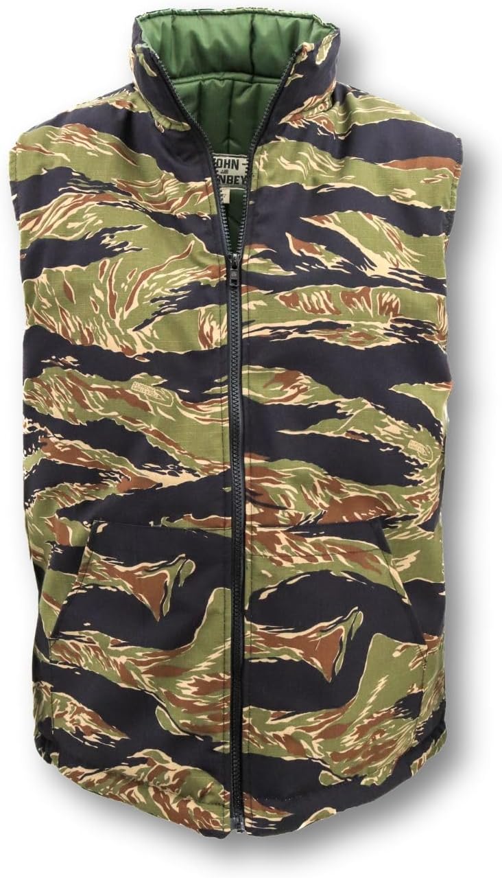 John Ownbey Tiger Stripe Cotton Ripstop Vest W/Quilted Lining - Made in the US