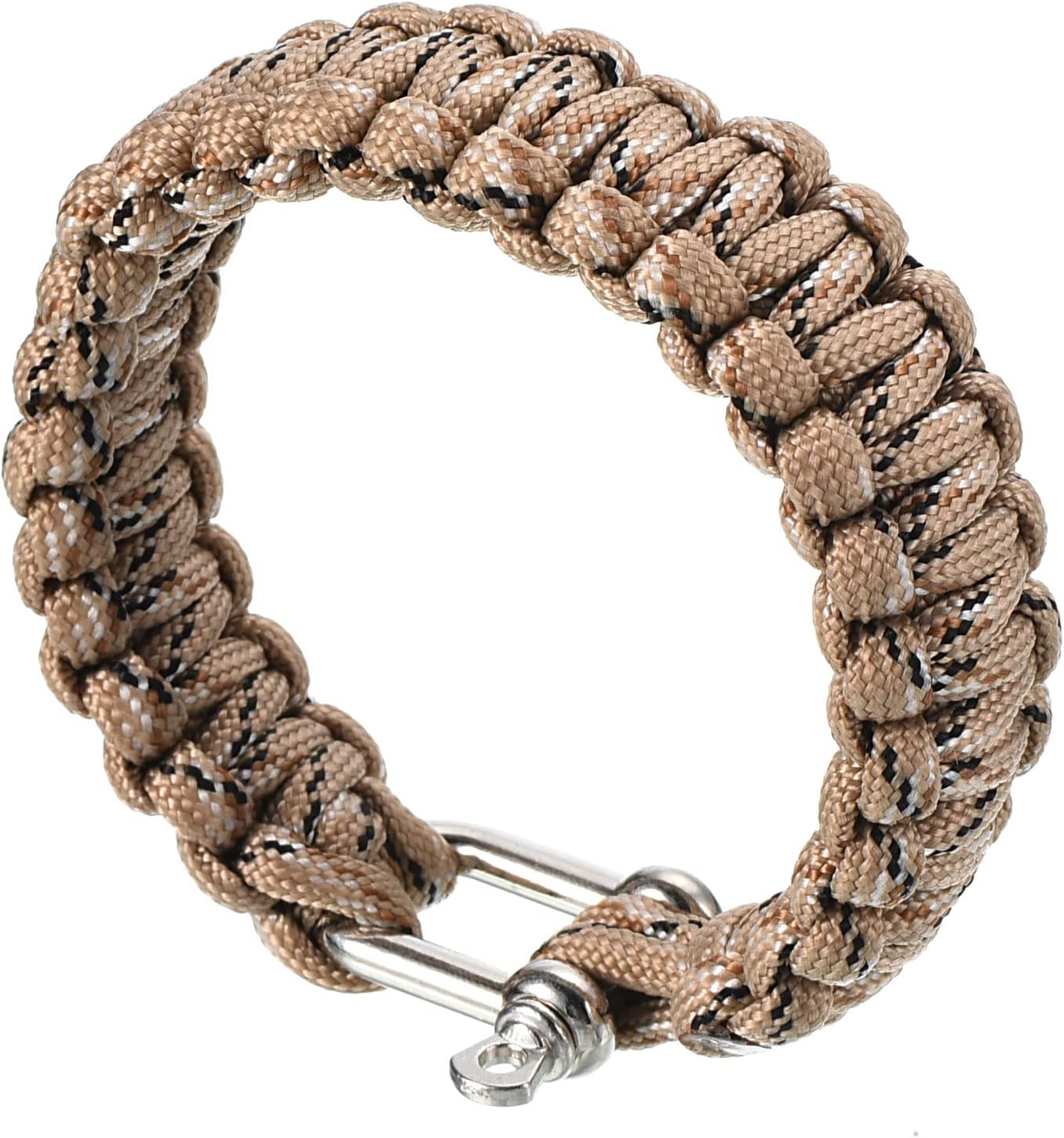 PATIKIL Survival Paracord Wristband, Braided Wristbands Party Favors Camping Gifts Outdoor Wraps for Men, Khaki