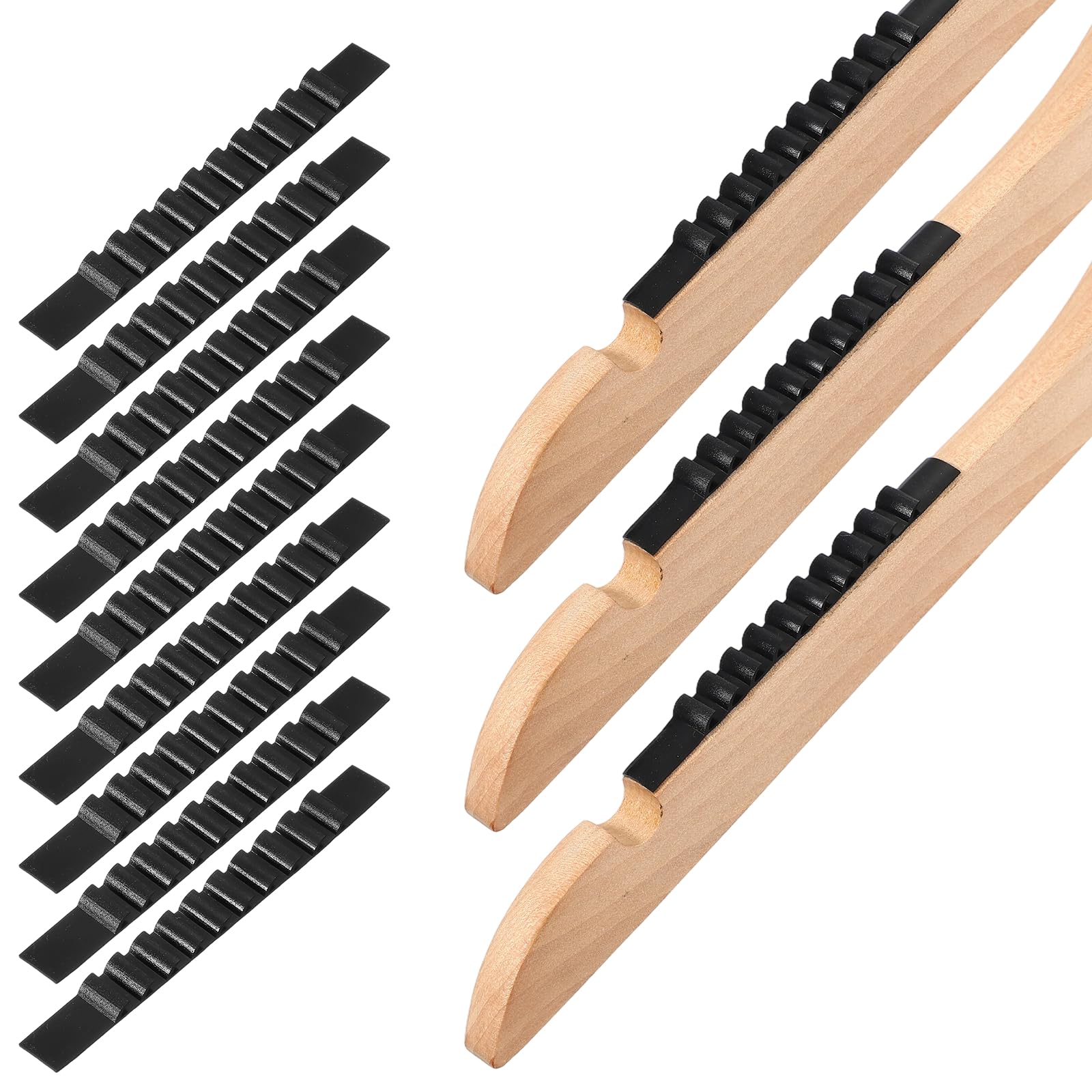 sourcing map 60 Pcs Clothes Hanger Grips Non-Slip Rubber 86mm Silicone Clothing Hanger Strips for Wood Plastic Home Stores Use Scale-Like Design, Black