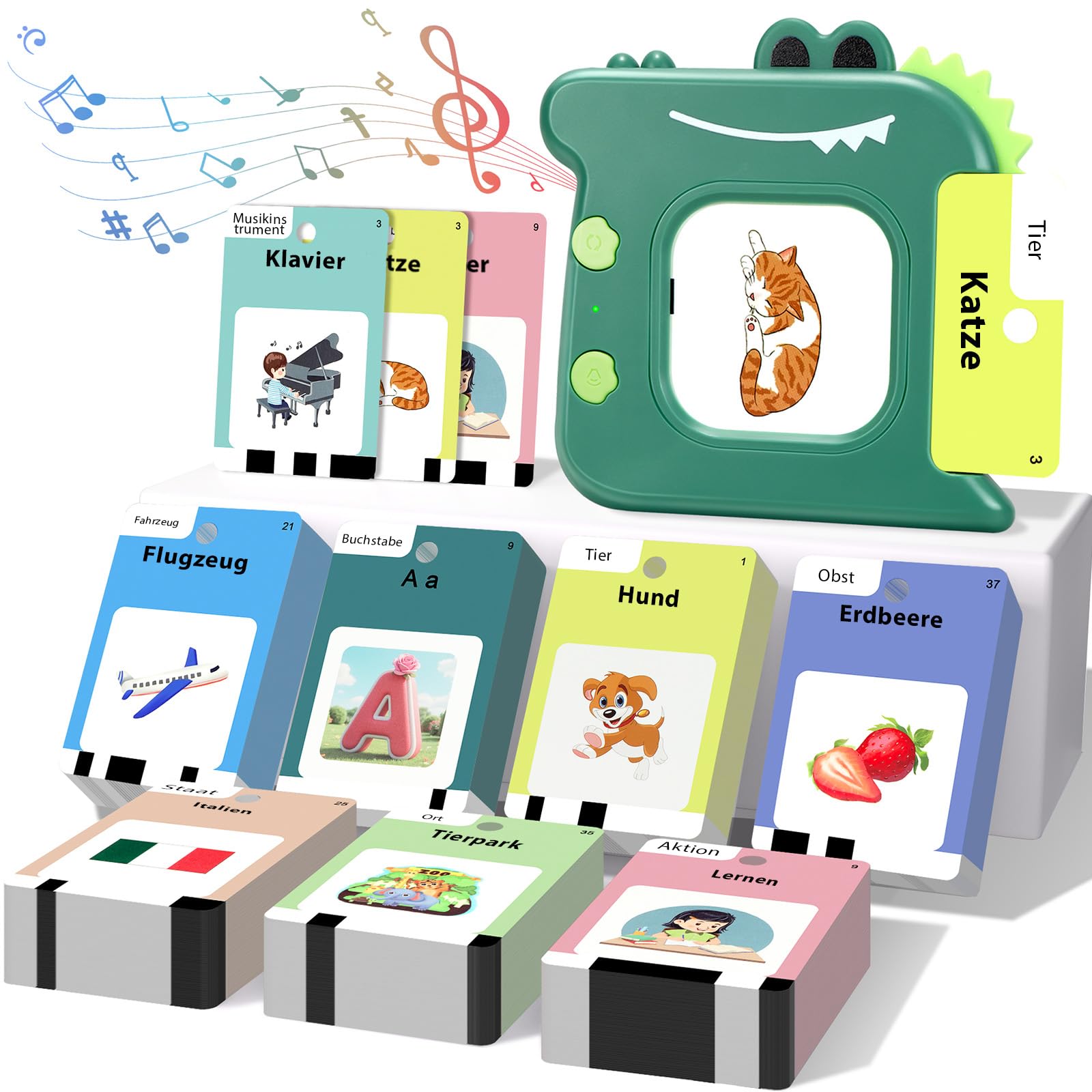 AHJ 420 Wörter Sprechende Lernkarten Deutsch mit 210 Blättern, Interaktive Flashkarten & Sprachspiele Lernspielzeug zum Wörter Lernen, Geschenk für Kinder 3-6 Jahre