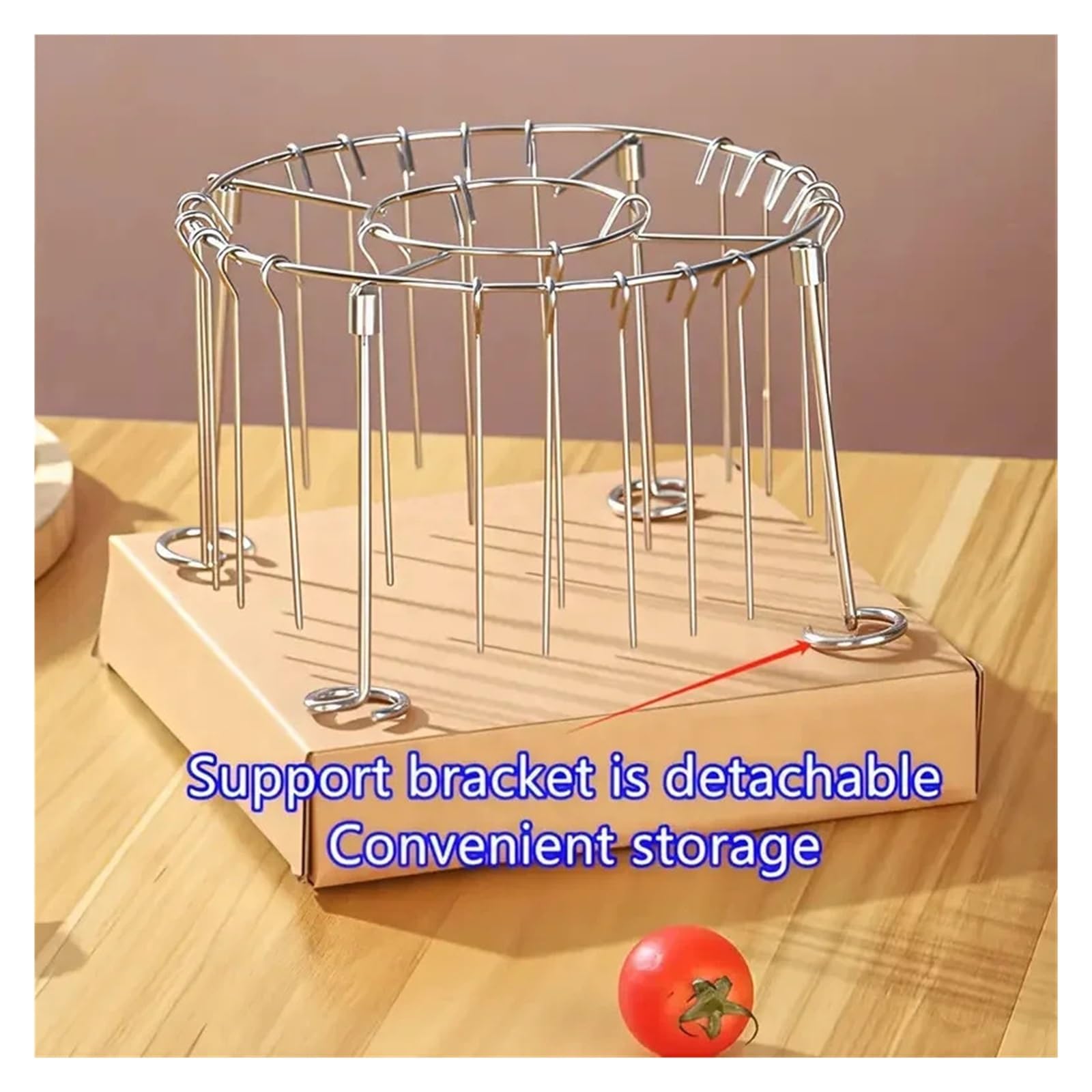 Genérico Rejilla for brochetas de freidora de Aire for Cocina | Acero inoxidable, colgante, simple, duradero, uso doméstico.