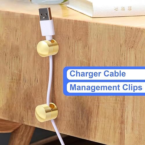 Miniatura 95 de 3 juegos de soportes de cargador para cables, soportes de anclaje de cable ajustables plateados, clips de cable de metal adhesivos, organizadores de