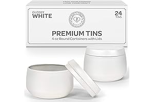 4 oz White Candle Tins with Lids - 24-Pack for Crafts, Storage, and More