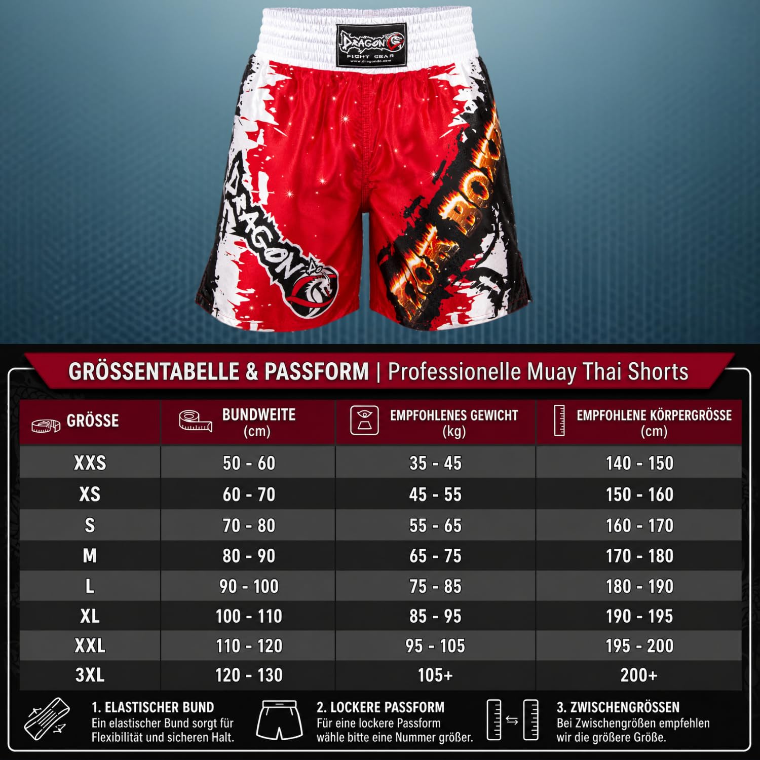 Dragon Do Kickbox Hose Rot Satin Kickboxen Shorts für Herren Kampfsport Hose mit Seitenschlitzen für Muay Thai MMA