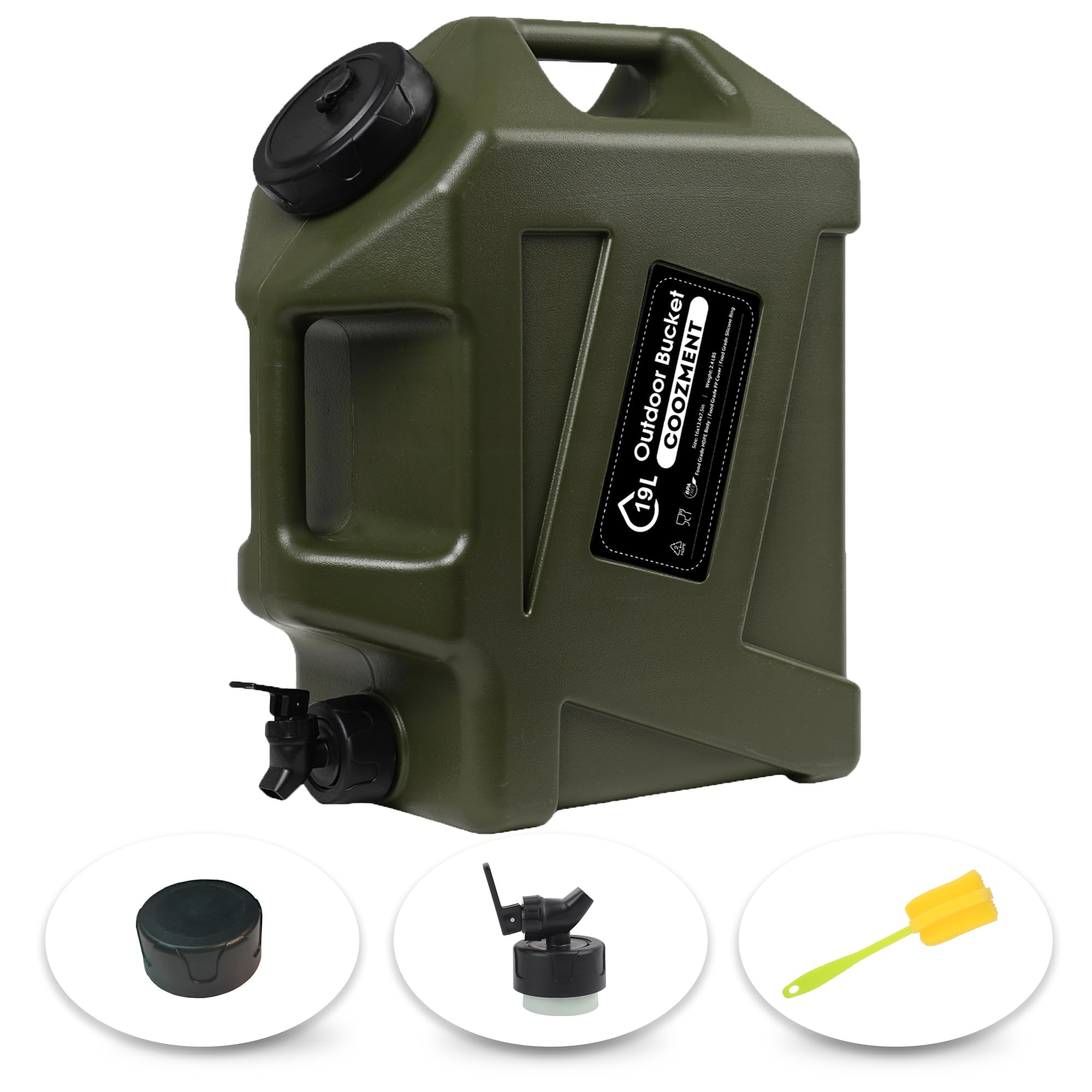 - 3.2 Gallon/5 Gallon Water Containers with Spigot, BPA Free Water Jug, Military Green Water Tank, Multifunction Water Storage Containers for Camping Outdoor Hiking,Emergency Stroage