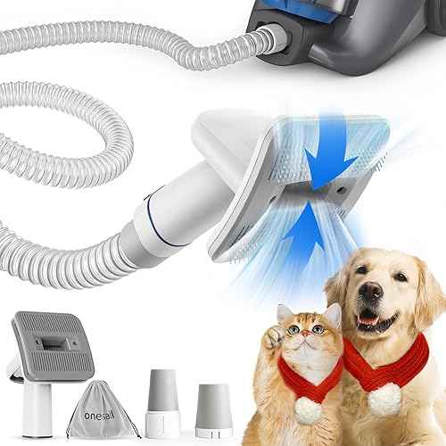 oneisall Cepillo para perros con adaptador universal de 1-1.5 pulgadas, cepillo de aspiradora para perros para desprendimiento con tubo de extensión