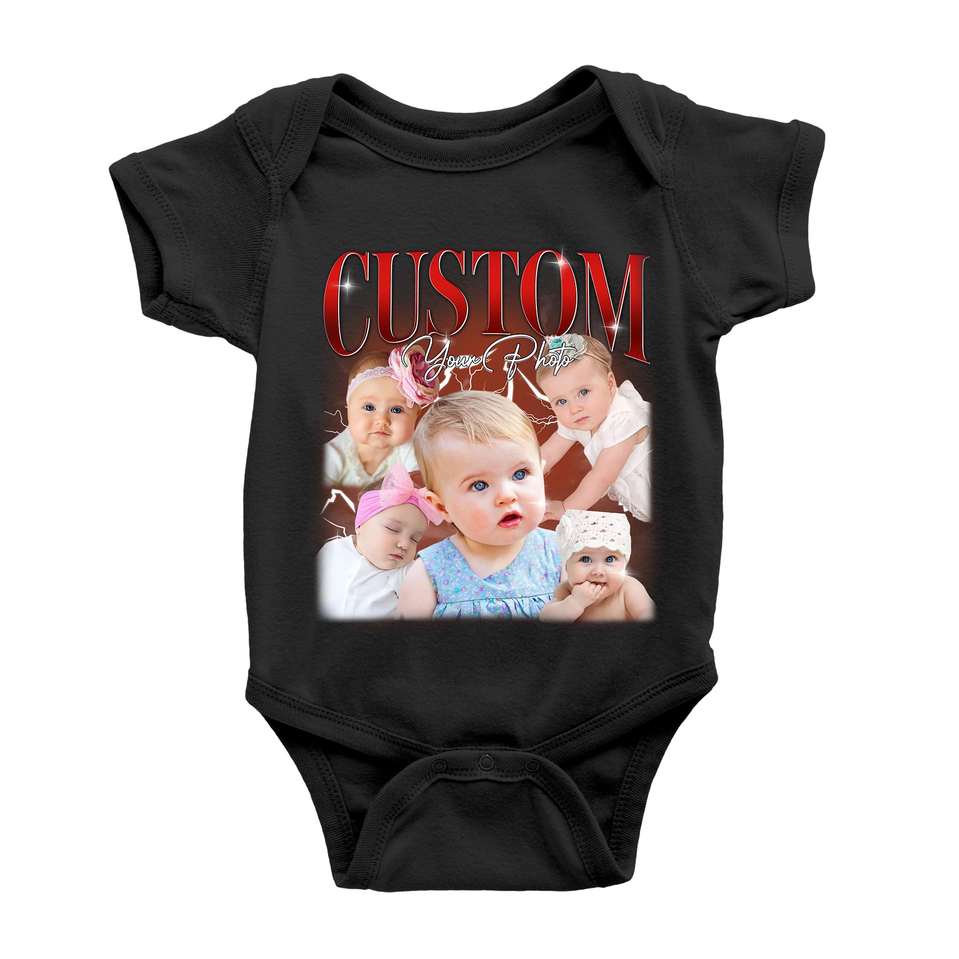 NAZENTI Custom Baby Onesie – Personalized Infant Bodysuit with Your Photo, Bootleg Rap Style, Funny Newborn Outfit for Boys or Girls, Unique Baby Clothes