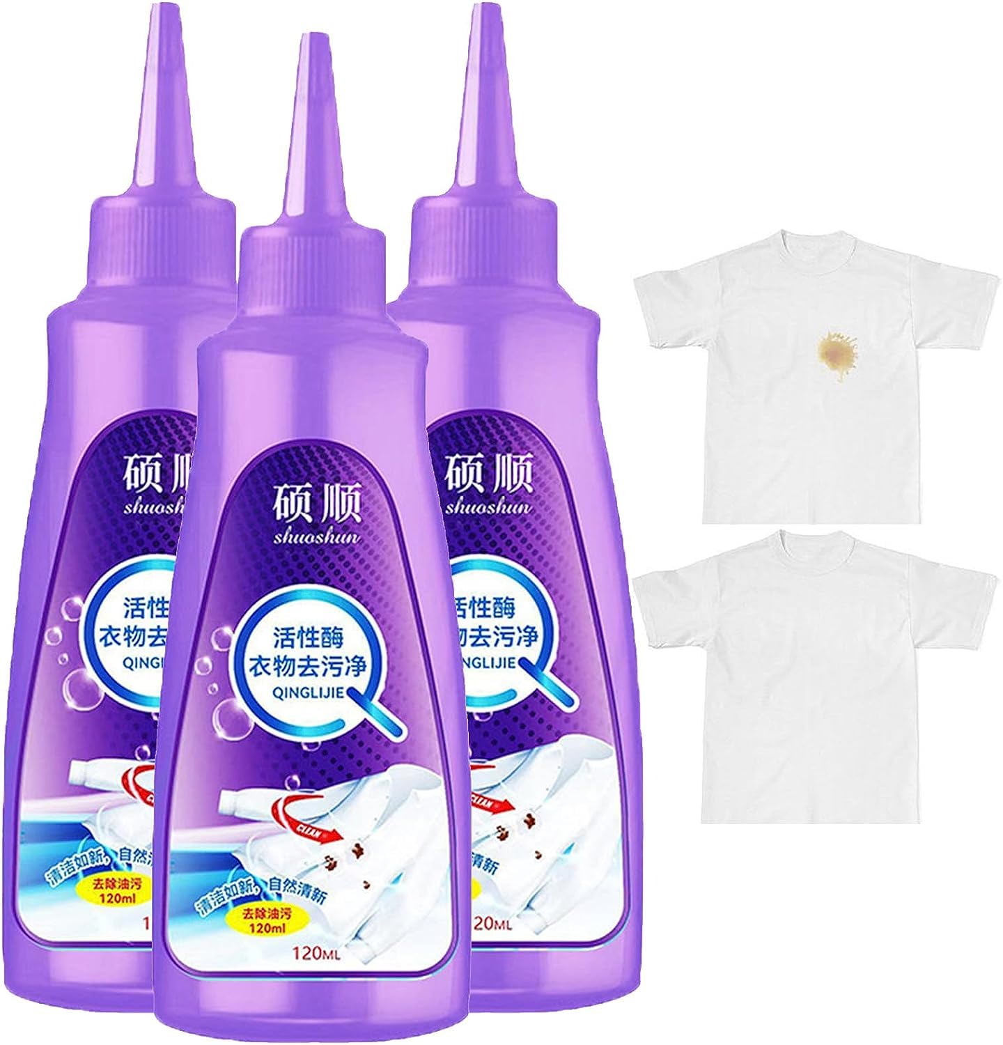 Active Enzyme Laundry Stain Remover, Lazy Laundry Artifact,Active Enzyme Laundry Stain Remover,White Shirt Guardian,Garment Stubborn Stain Cleaner Oil Remover,Collar Stain Removal Spray (3PCS)