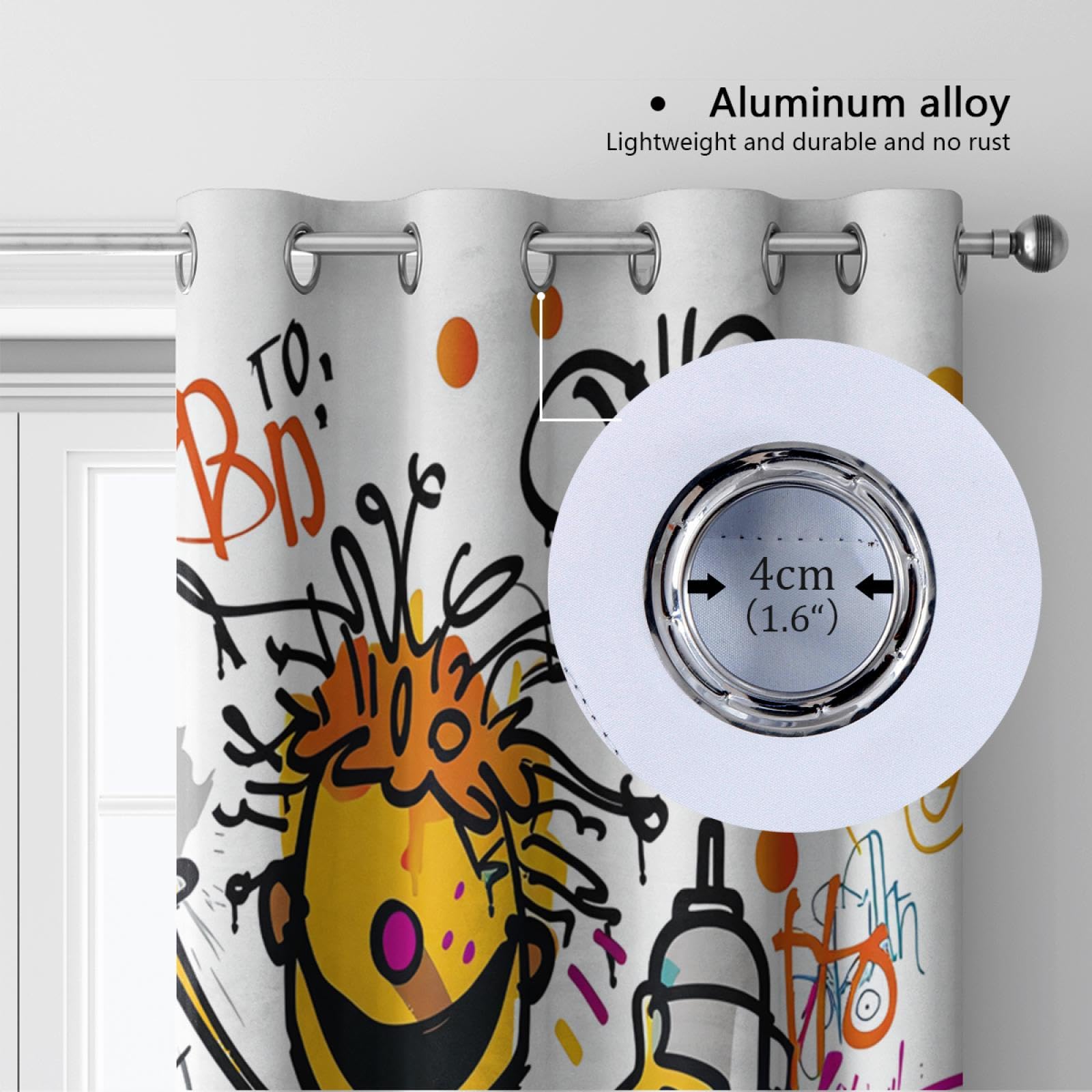 Mehrfarbige Graffiti Kurze Vorhänge für Fenster Anime Kinderzimmer Vorhänge für Glasschiebetüren Bunte Kinder Vorhänge B132xH225