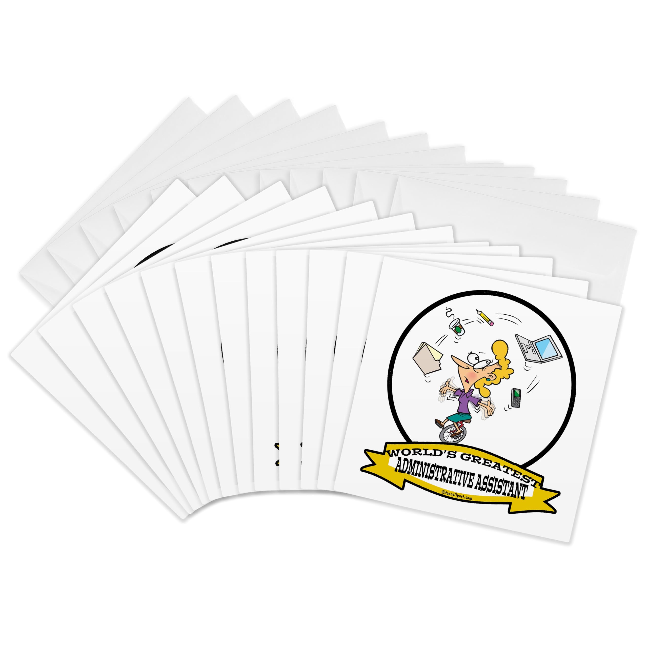 3dRose gc_102917_2 6 x 6-Inch "Funny Worlds Greatest Administrative Assistant Ii Cartoon" Greeting Card (Set of 12)