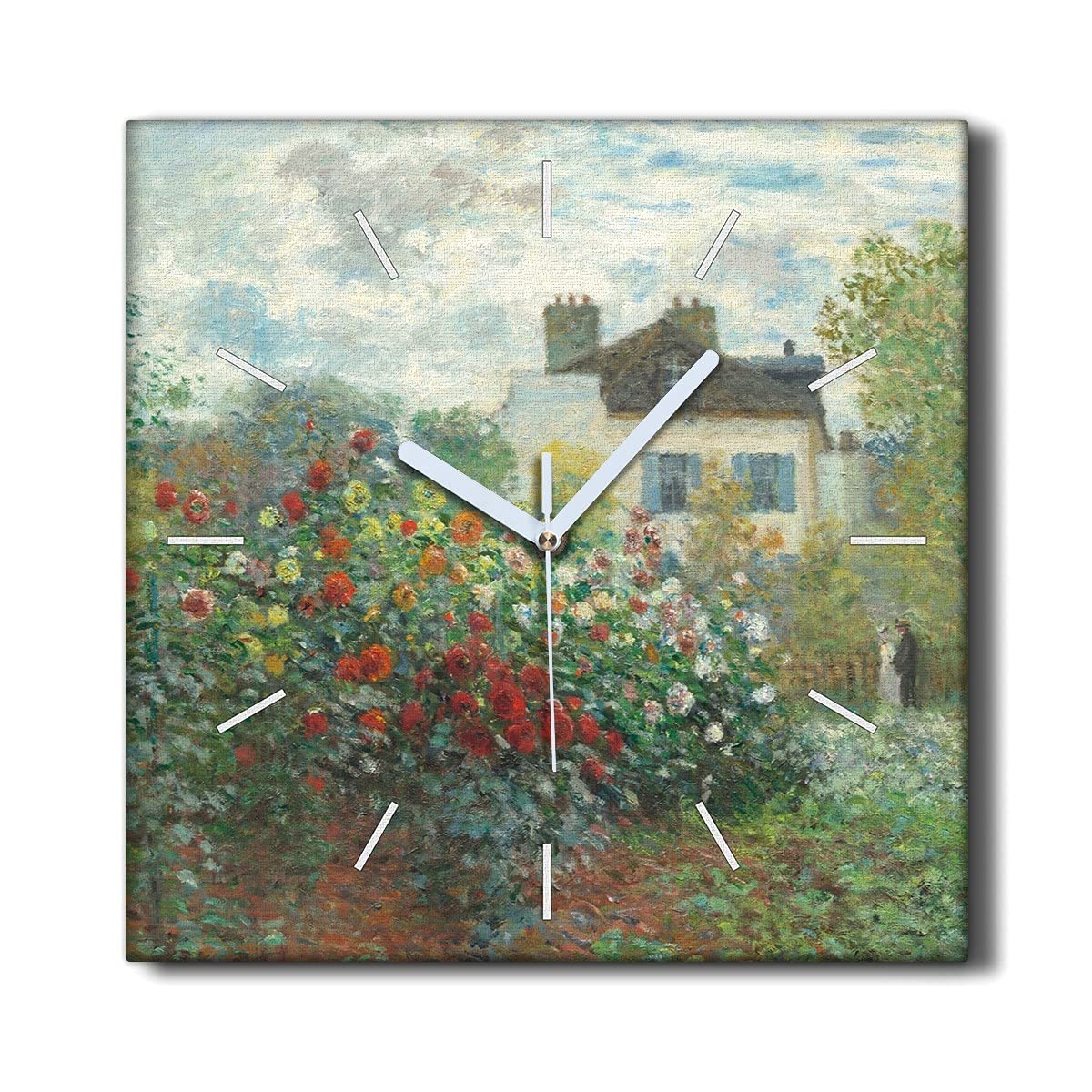 Horloge Murale Silencieuse 30x30cm en Toile Monet Zen pour un Salon Paisible