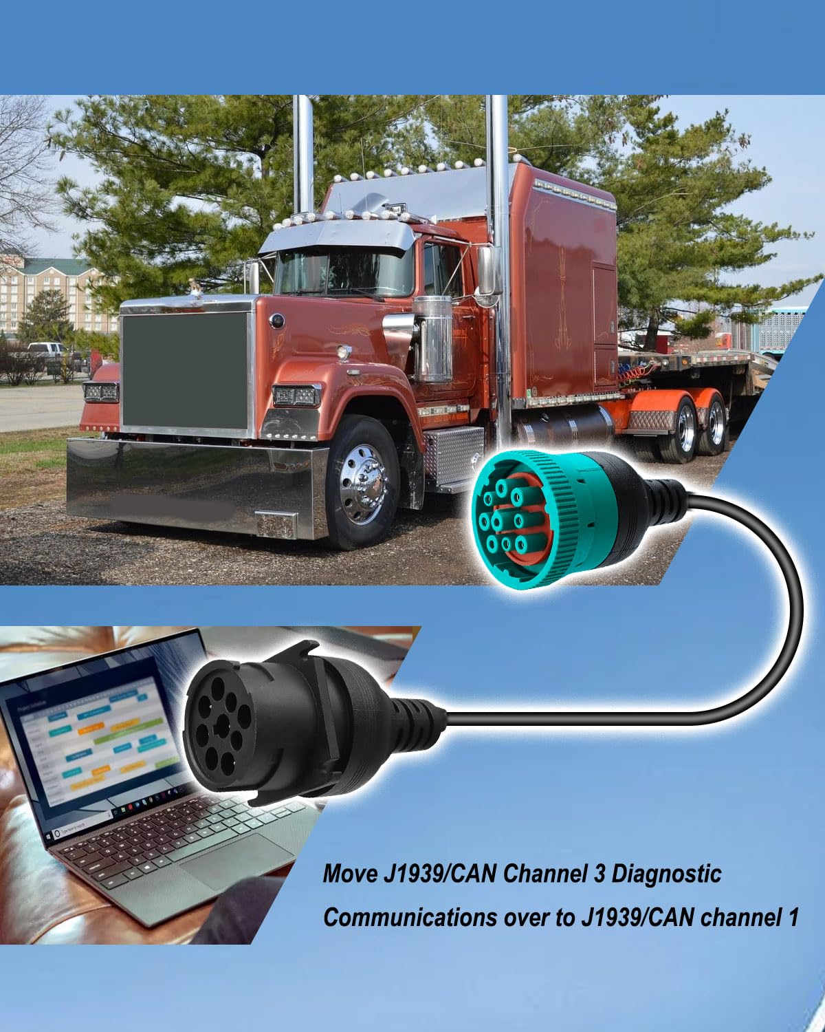 CAN 3-CAN 1 Crossover Cable Fit for Paccar Peterbilts Kenworths