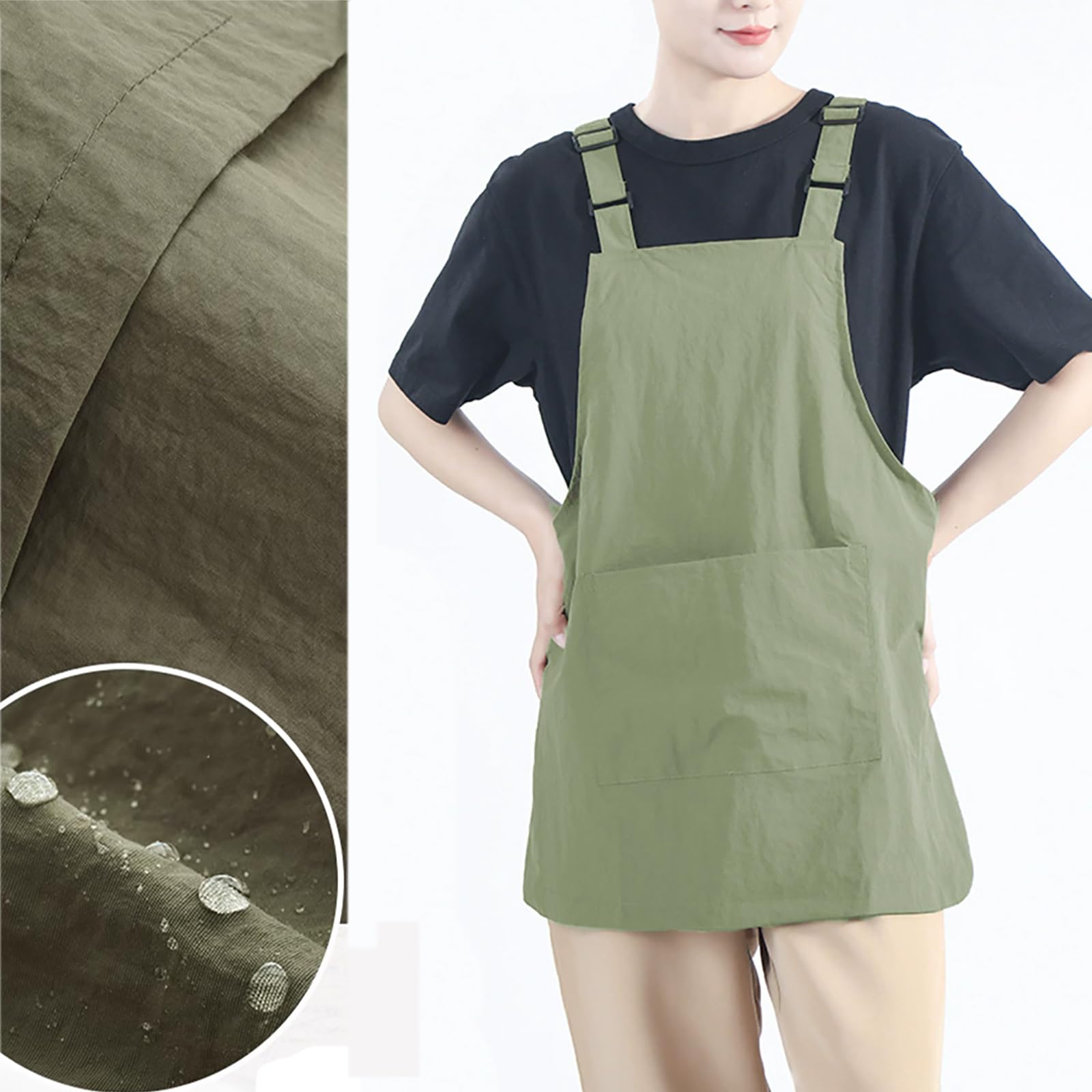Unisex Fartuch Kuchenny Bawełniany Fartuch Regulowany Z 4 Kieszeniami - Do Noszenia Z Przodu I Z Tyłu D,One Size