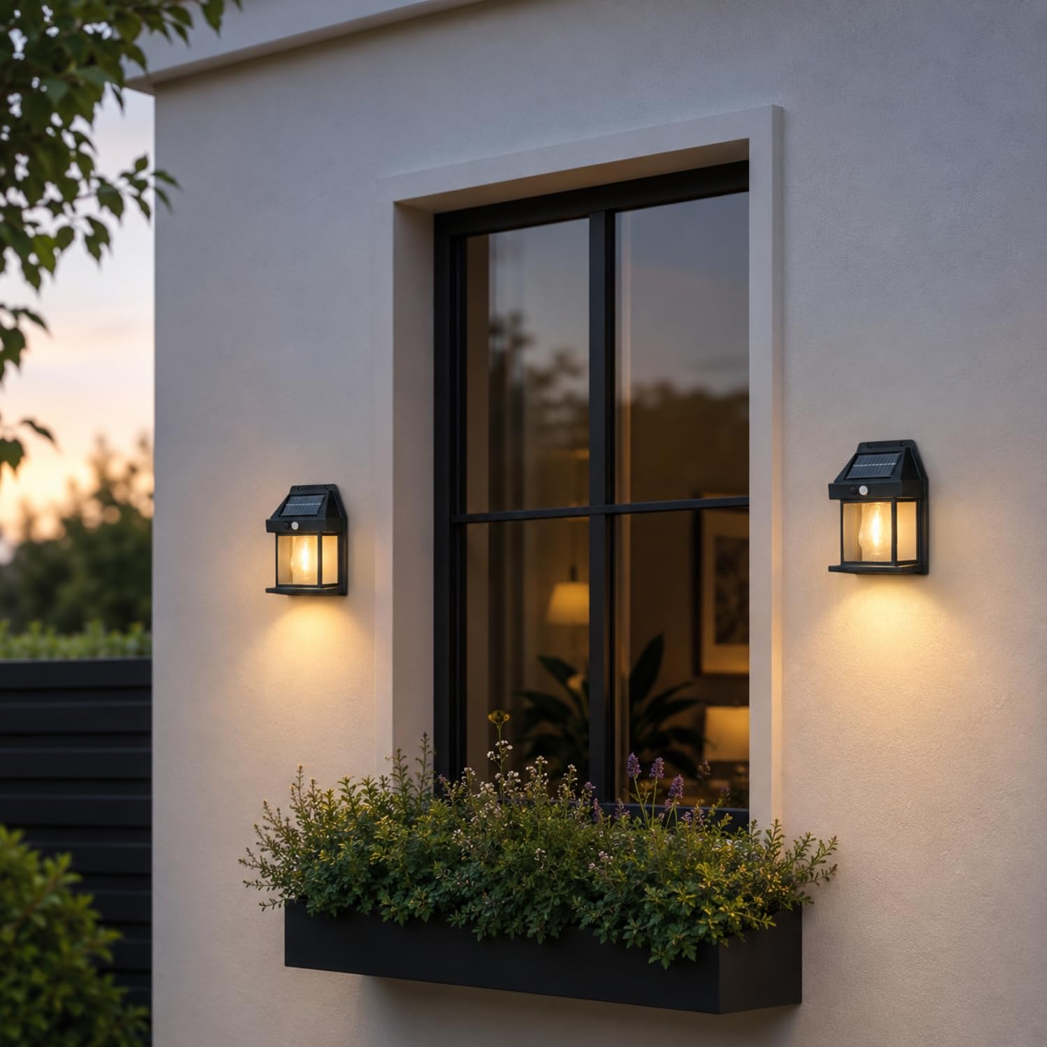 Auraglow Kinkiety Solarne Filament z Czujnikiem Ruchu PIR, Zestaw 4