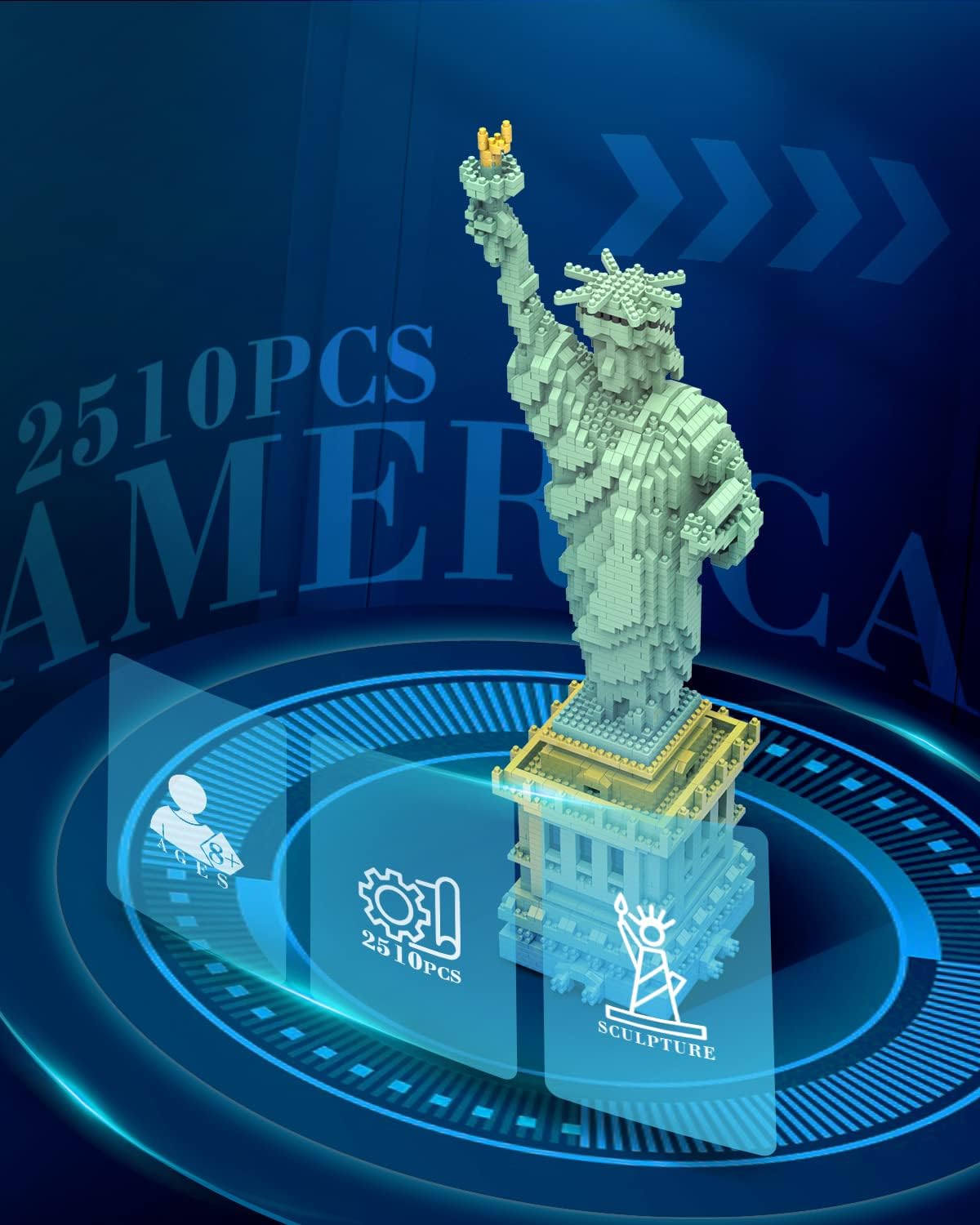 dOvOb Statue of Liberty Micro Mini Blocks Building Set (2510PCS) - Architectural Model Toys - Image 6