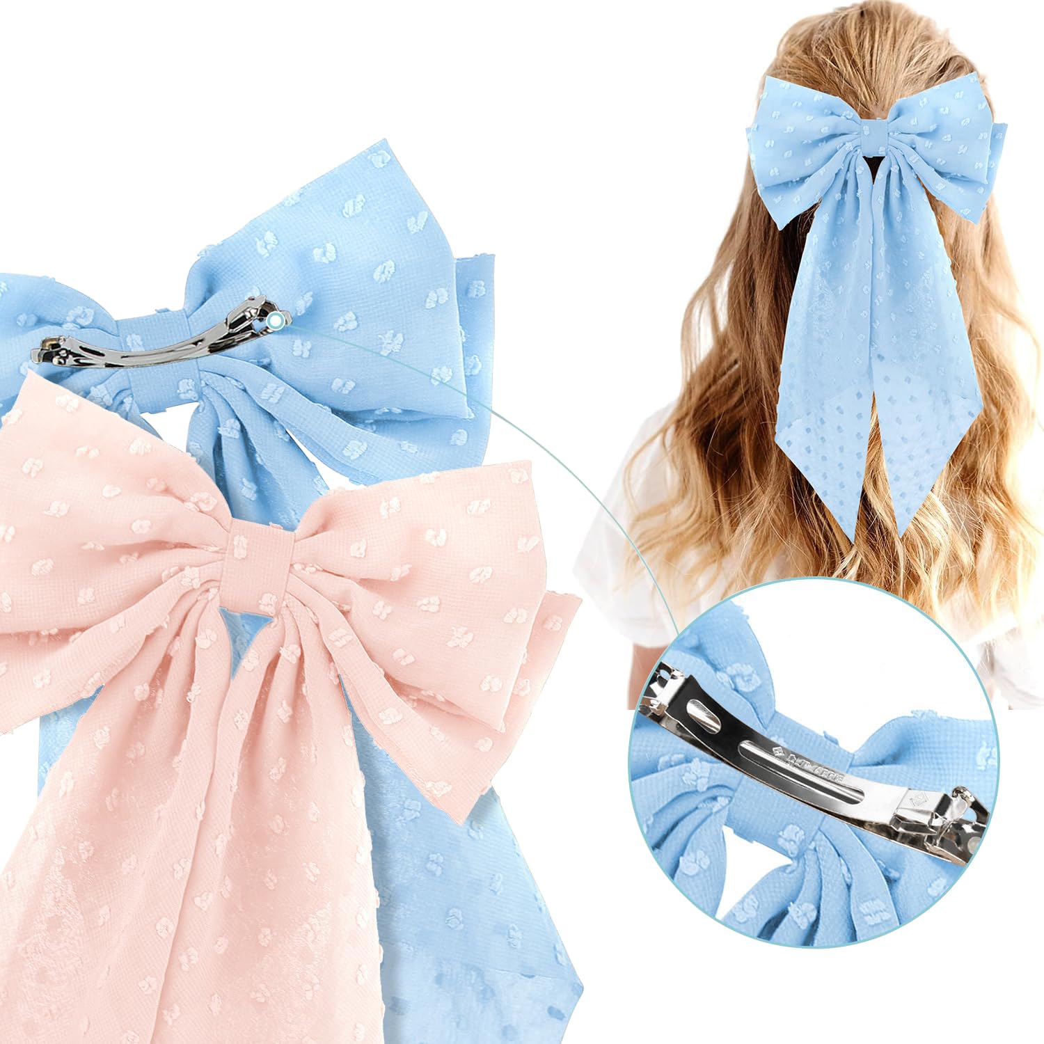 Amazon.com : 2PCS Large Hair Bows Ribbon Hair Clips, Double Layers