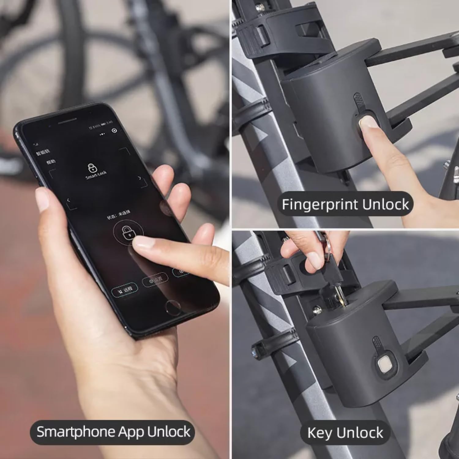 Antivol de vélo avec empreintes digitales, antivol pliable intelligent, verrouillage Bluetooth par application, étanche, acier allié, rechargeable par USB