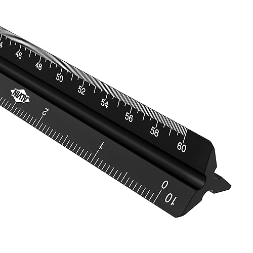 Miniatura 2 de ALVIN Báscula triangular con graduaciones de ingeniería, regla negra de 12 pulgadas, modelo 241BP, plástico de alto impacto con acabado mate, ideal