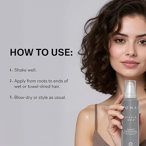 Miniatura 7 de MONAT Studio One™ The Moxie™ Magnifying Mousse - Mousse ligero para el cabello, antiencrespamiento de larga duración, ayuda a crear un estilo
