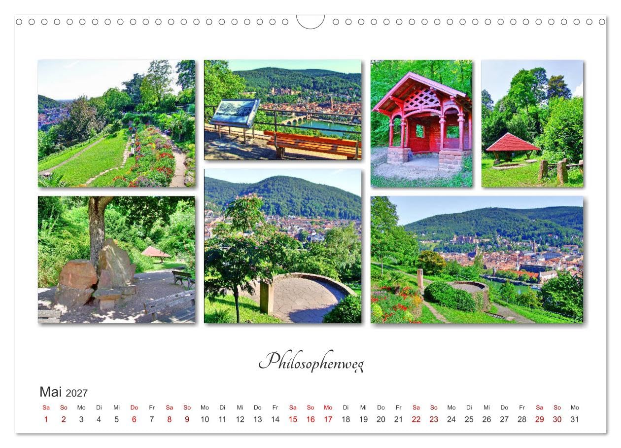 CALVENDO - Heidelberg Fotocollagen (Wandkalender 2027 DIN A3 quer), Monatskalender: Historische Orte in Heidelberg