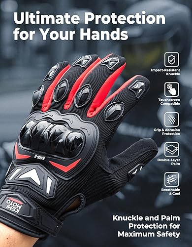 Miniatura 2 de KEMIMOTO - Guantes de motocicleta para hombre, guantes de ciclismo para pantalla táctil, para deportes al aire libre, en carretera, vehículo