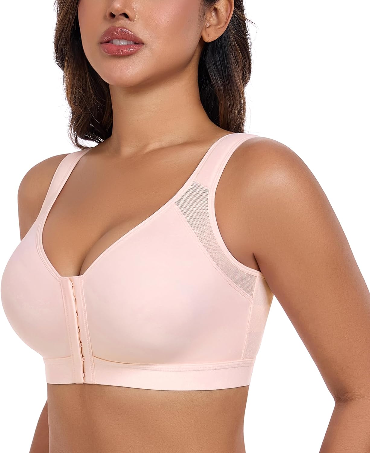 HACI Women's Front Closure Posture Bra Full Coverage Back Support Everyday Wireless Comfy Unpadded Cup - Image 4