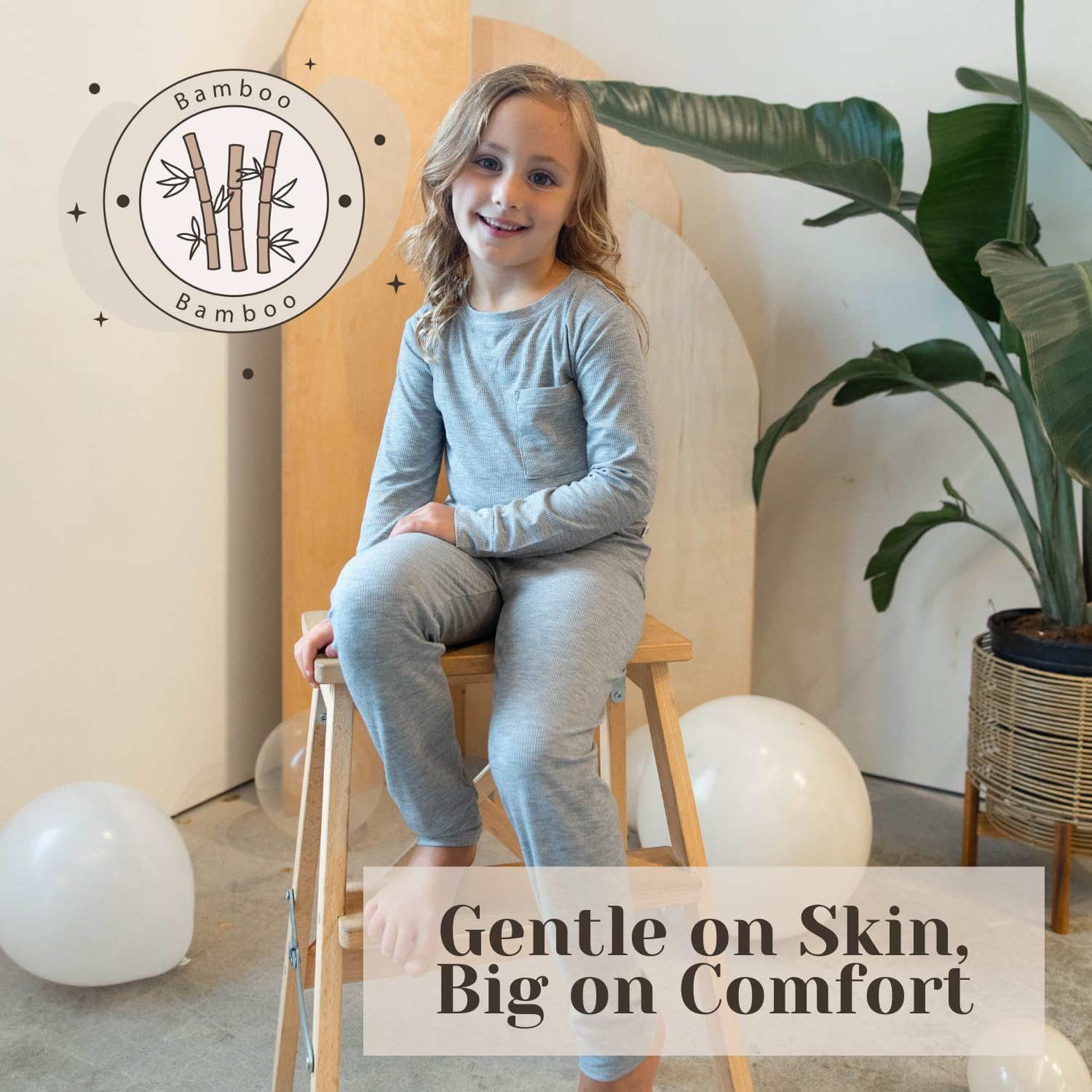 Ribbed Bamboo Toddler & Children Pajama & Loungewear Set, 18-Months to 6Y Gender Neutral Essentials